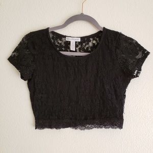 Black Lace Crop Top